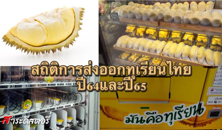 สถิติการส่งออกทุเรียนไทยปี64และปี65
