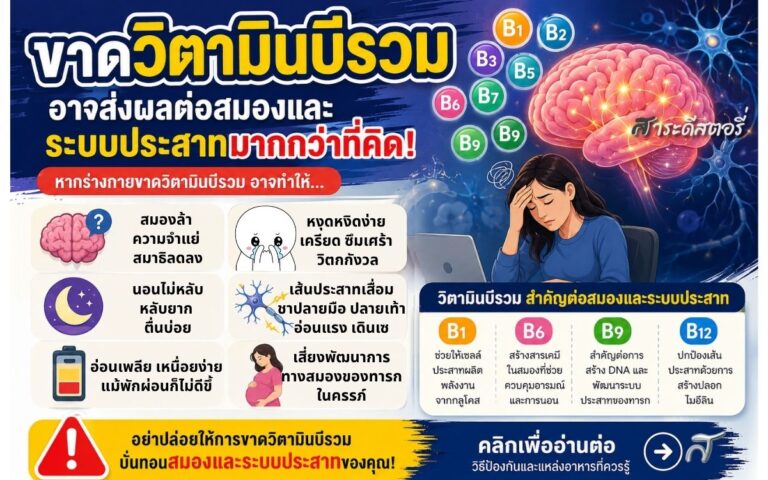 🧠⚠️ รู้หรือไม่? “ขาดวิตามินบีรวม” อาจส่งผลต่อสมองและระบบประสาทมากกว่าที่คิด!