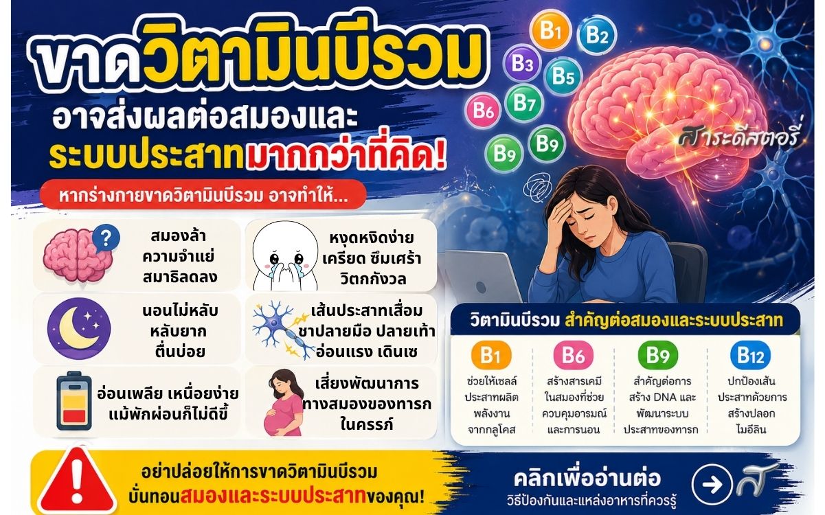 🧠⚠️ รู้หรือไม่? “ขาดวิตามินบีรวม” อาจส่งผลต่อสมองและระบบประสาทมากกว่าที่คิด!
